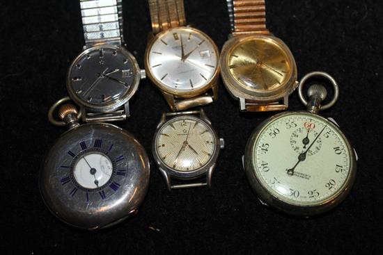 3 Gents watches, a pocket watch & stop watch